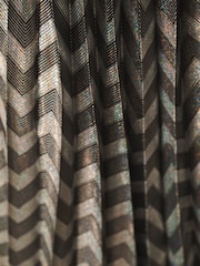 CERENE Aurelia Silver Metallic Chevron Pleated Midi Skirt - Image 4 of 8