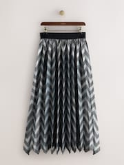CERENE Aurelia Silver Metallic Chevron Pleated Midi Skirt - Image 5 of 8