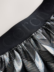 CERENE Aurelia Silver Metallic Chevron Pleated Midi Skirt - Image 7 of 8
