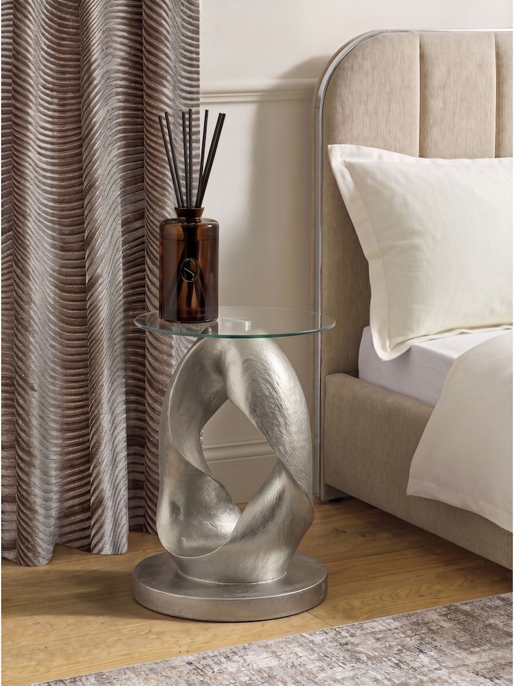 Silver Loop Resin Bedside Table - Image 1 of 5 Silver Loop Resin Bedside Table - Image 1 of 5