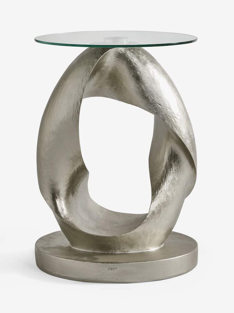 Silver Loop Resin Bedside Table - Image 2 of 5 Silver Loop Resin Bedside Table - Image 2 of 5