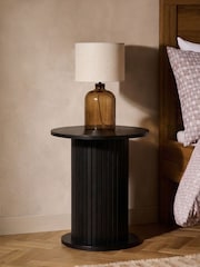 Black Hyde Oak Veneer Tambour Bedside Table - Image 1 of 3