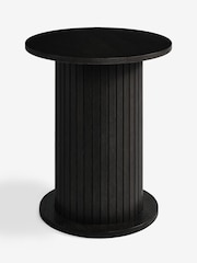 Black Hyde Oak Veneer Tambour Bedside Table - Image 2 of 3
