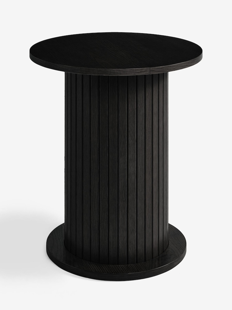 Black Hyde Oak Veneer Tambour Bedside Table - Image 2 of 3