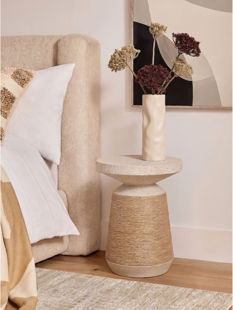 Natural Nautical Rope Resin Bedside Table - Image 1 of 5 Natural Nautical Rope Resin Bedside Table - Image 1 of 5