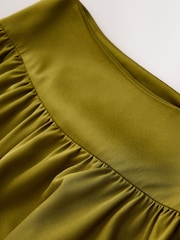 CERENE Asymmetric Ruffle Satin Midi Skirt - Imaginea 6 din 11