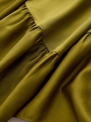 CERENE Asymmetric Ruffle Satin Midi Skirt - Imaginea 7 din 11