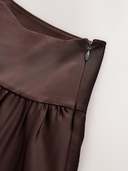 Braun - CERENE Asymmetric Ruffle Satin Midi Skirt - Bild 6 von 11