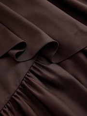 Braun - CERENE Asymmetric Ruffle Satin Midi Skirt - Bild 8 von 11