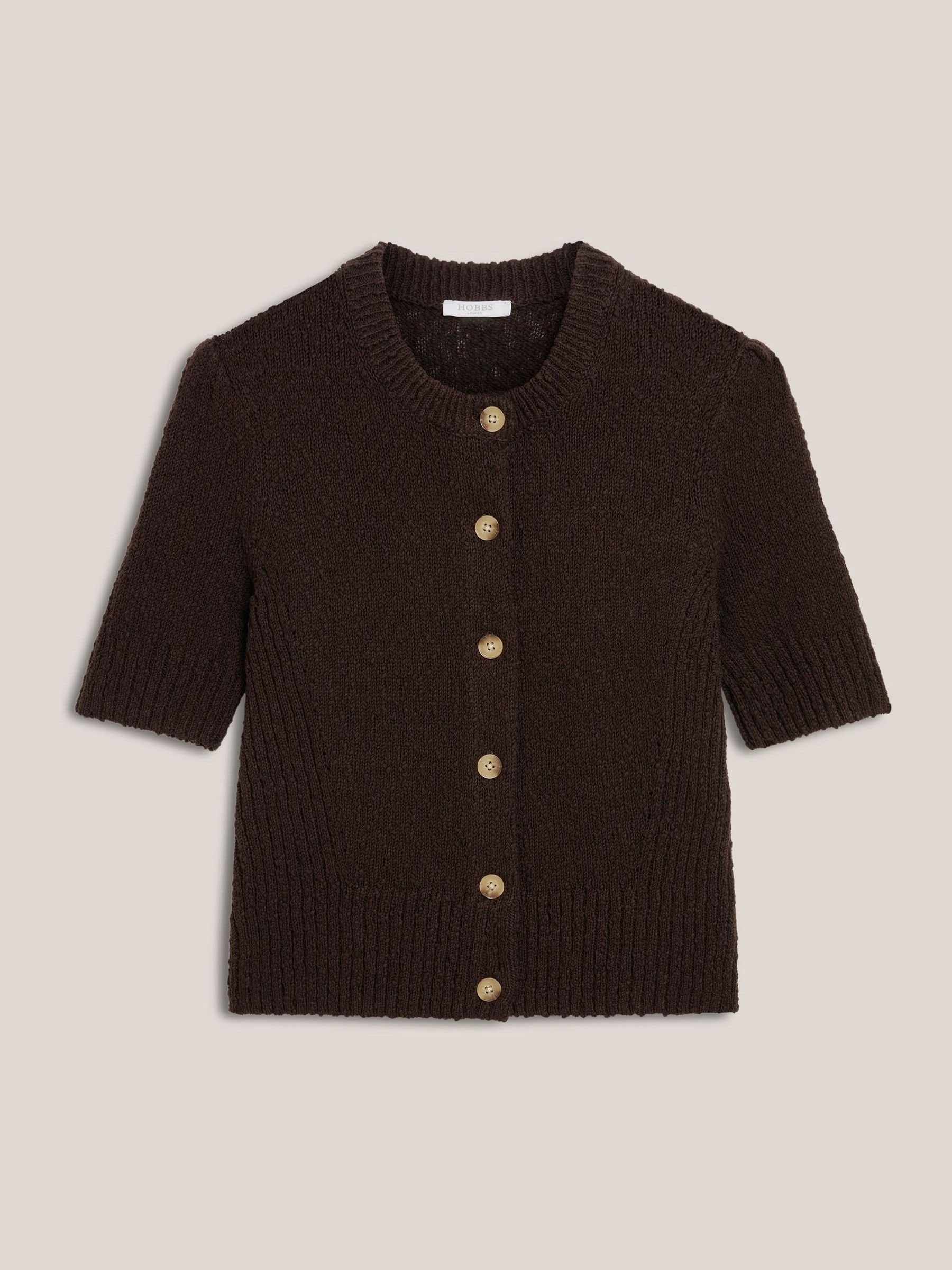Buy Hobbs Brown Melford Cotton Short Sleeve Cardigan from Next USA