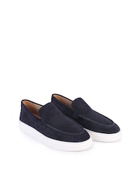 Off The Hook Blue Scottie Suede Slip On Loafers with Platform Sole - Image 1 of 6