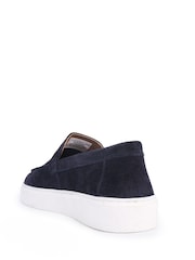 Off The Hook Blue Scottie Suede Slip On Loafers with Platform Sole - Image 3 of 6