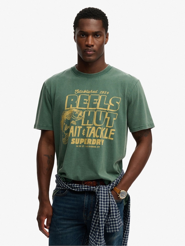 Зеленый - SUPERDRY футболка с принтом Roadside - Изображение 1 6