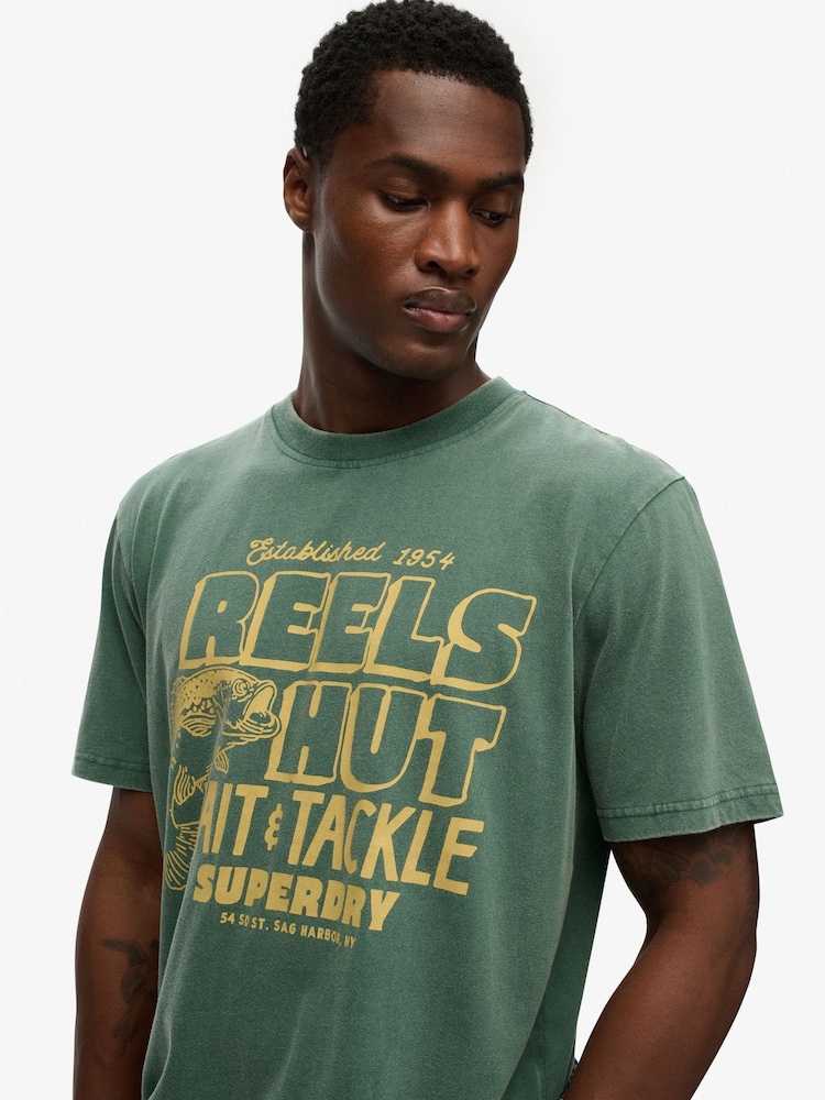 Зеленый - SUPERDRY футболка с принтом Roadside - Изображение 2 6