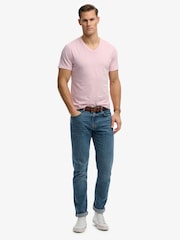 SUPERDRY Pink Classic Cotton Linen V-neckline T-Shirt - Image 4 of 8
