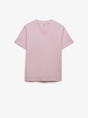 SUPERDRY Pink Classic Cotton Linen V-neckline T-Shirt - Image 6 of 8