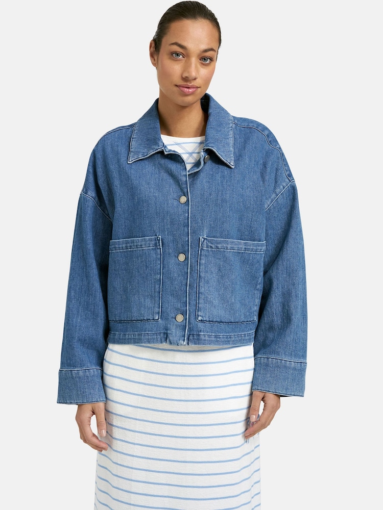 Smith & Soul Blue Boxy Denim Jacket with Patch Pockets - Image 1 of 4