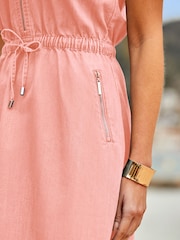 Sosandar Drawstring Waist Denim Dress With Pockets - Image 3 of 4