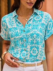 Sosandar Blue Baroque Print Shirt - Image 5 of 5