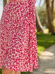 Sosandar Pink Animal Print Flutter Sleeve Wrap Dress - Image 5 of 5