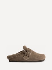 Linzi Mocha Brown Ember Suede Leather Fur Lined Slippers - Image 2 of 6