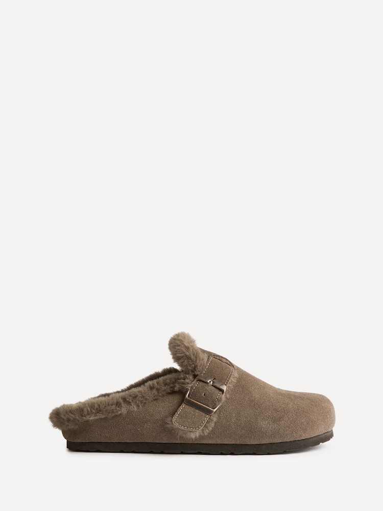 Linzi Mocha Brown Ember Suede Leather Fur Lined Slippers - Image 2 of 6 Linzi Mocha Brown Ember Suede Leather Fur Lined Slippers - Image 2 of 6