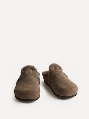 Linzi Mocha Brown Ember Suede Leather Fur Lined Slippers - Image 3 of 6