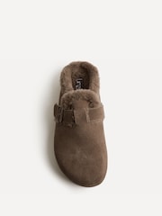 Linzi Mocha Brown Ember Suede Leather Fur Lined Slippers - Image 4 of 6