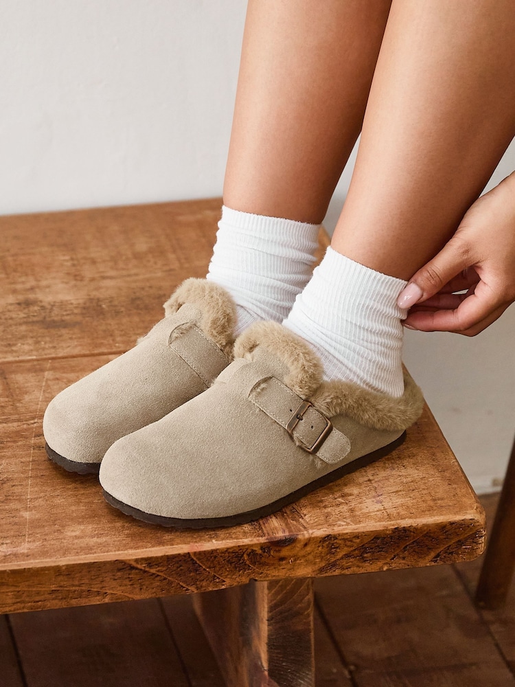 Linzi Taupe Brown Ember Suede Leather Fur Lined Slippers - Image 2 of 6 Linzi Taupe Brown Ember Suede Leather Fur Lined Slippers - Image 2 of 6