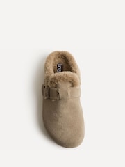 Linzi Taupe Brown Ember Suede Leather Fur Lined Slippers - Image 5 of 6