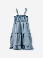 Cotton On Blue Sleeveless Denim Tiered Dress - Image 1 of 2