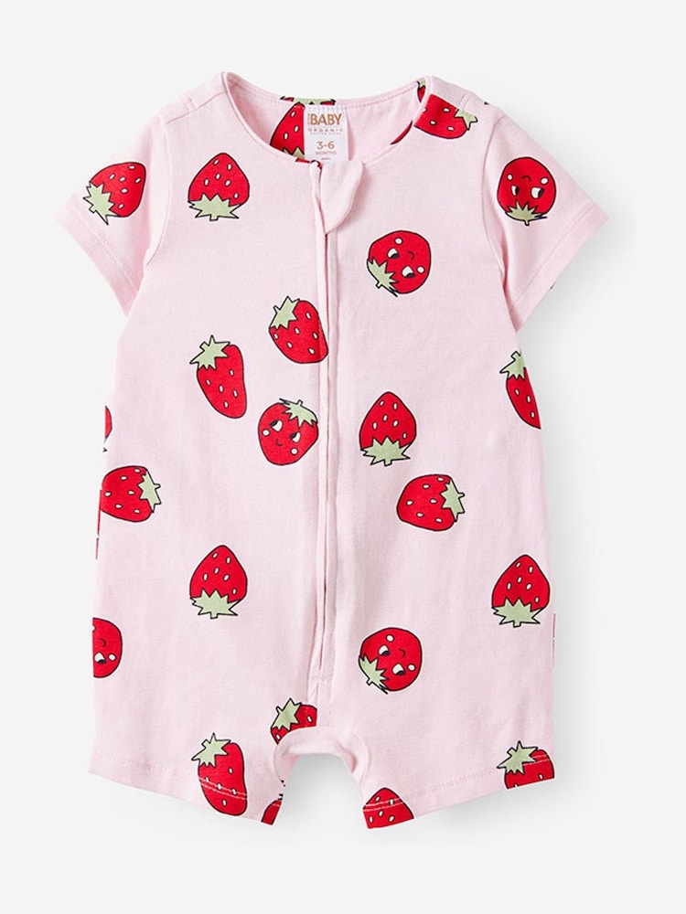 Cotton On Pink Short Sleeve Zip Romper - Image 1 of 3