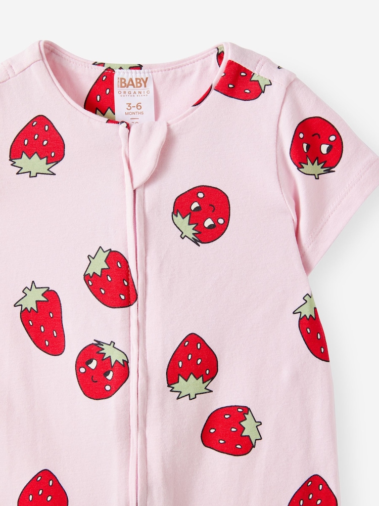 Cotton On Pink Short Sleeve Zip Romper - Image 2 of 3