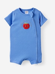Cotton On Blue Short Sleeve Zip Romper - Image 1 of 3