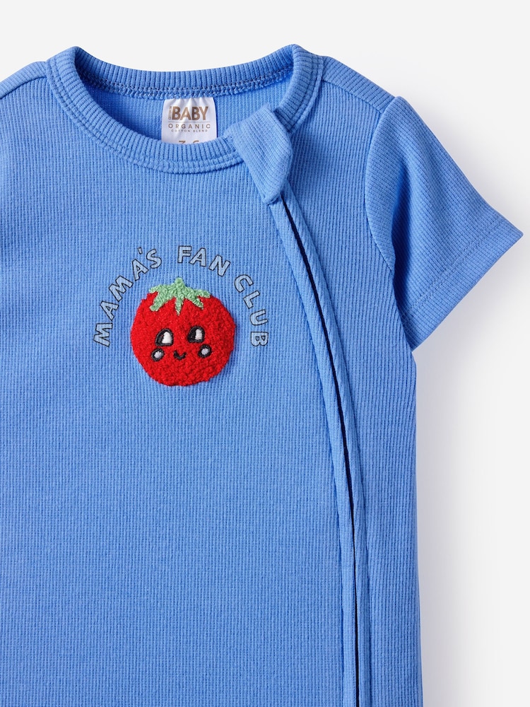 Cotton On Blue Short Sleeve Zip Romper - Image 2 of 3