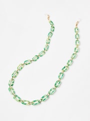 Oliver Bonas Green Adela Shimmer Resin & Gold Tone Glasses Chain - Image 1 of 4