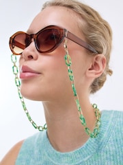 Oliver Bonas Green Adela Shimmer Resin & Gold Tone Glasses Chain - Image 4 of 4