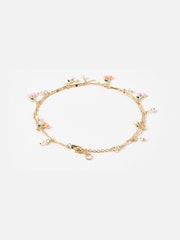 Oliver Bonas Gold Tone Molly Multi Cherry Charm Double Row Bracelet - Image 2 of 4