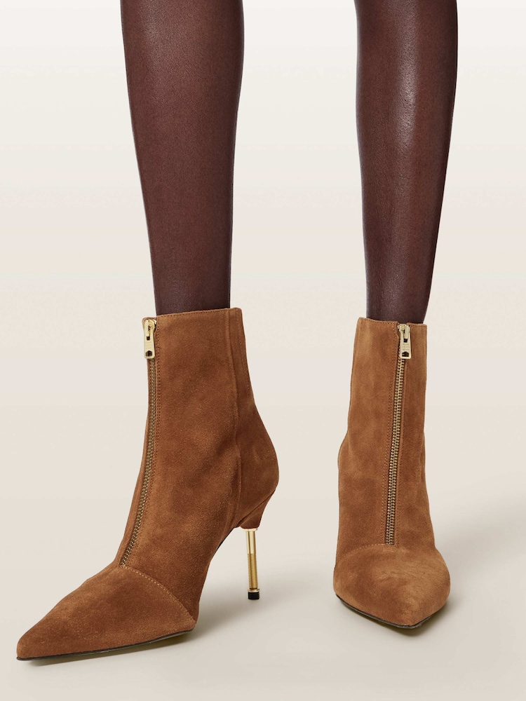 AllSaints Brown Natasha Suede Boots - Image 1 of 6