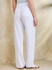 Cotton Traders White Linen Blend Relaxed Fit Trousers - Image 2 of 3
