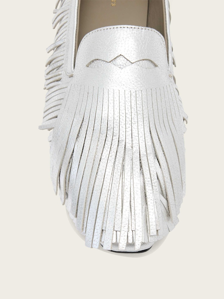 AllSaints Metallic Sandy Fringe Loafers - Image 7 of 7 AllSaints Metallic Sandy Fringe Loafers - Image 7 of 7