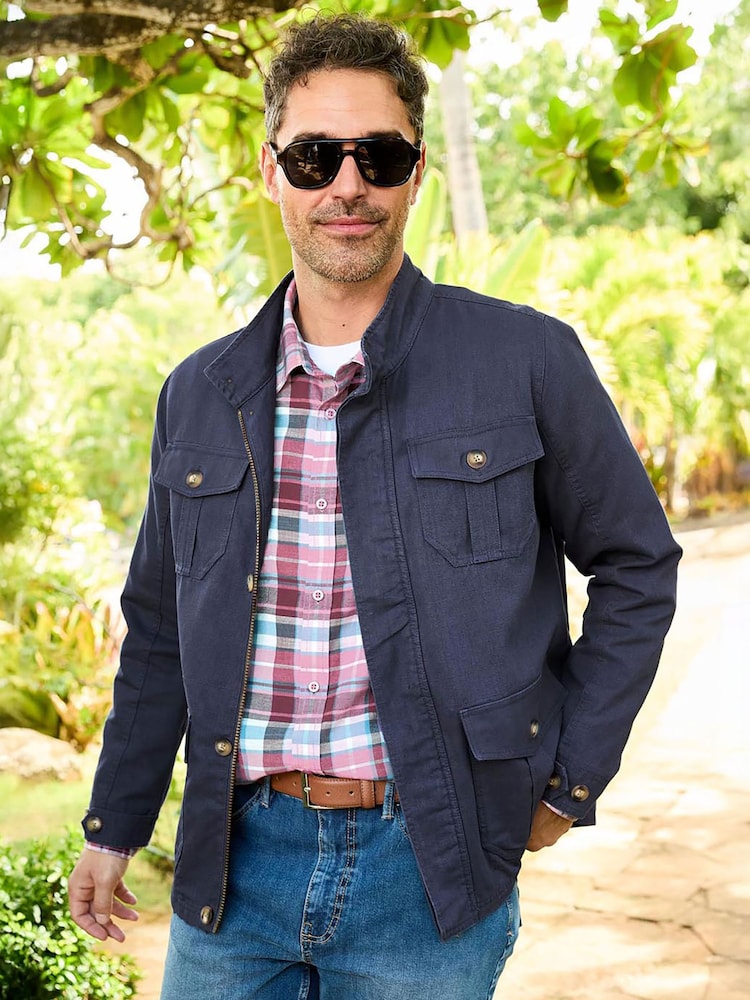 Cotton Traders Blue Cotton Cargo Jacket - Image 1 of 3 Cotton Traders Blue Cotton Cargo Jacket - Image 1 of 3
