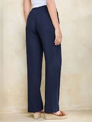 Cotton Traders Blue Linen Blend Relaxed Fit Trousers - Image 3 of 4