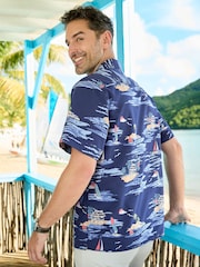 Cotton Traders Blue Short Sleeve Summer Print Soft Touch Shirt - Image 3 of 3