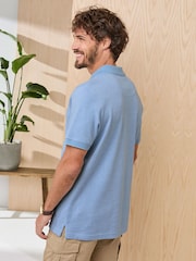 Cotton Traders Blue Signature Short Sleeve Birdseye Polo Shirt - Image 3 of 4