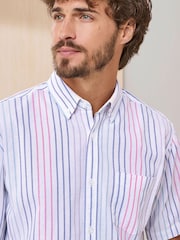 Cotton Traders Grey Signature Short Sleeve Oxford Shirt - Image 3 of 4