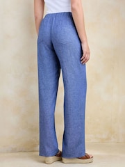 Cotton Traders Blue Linen Blend Relaxed Fit Trousers - Image 3 of 4