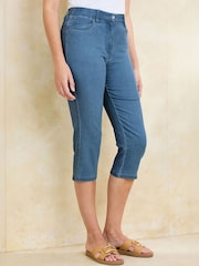 Cotton Traders Blue Stretch Comfort Straight Leg Cropped Denim Jeans - Image 1 of 4