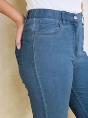 Cotton Traders Blue Stretch Comfort Straight Leg Cropped Denim Jeans - Image 4 of 4