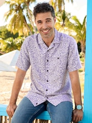 Cotton Traders Purple Short Sleeve Summer Print Soft Touch Shirt - Image 3 of 3